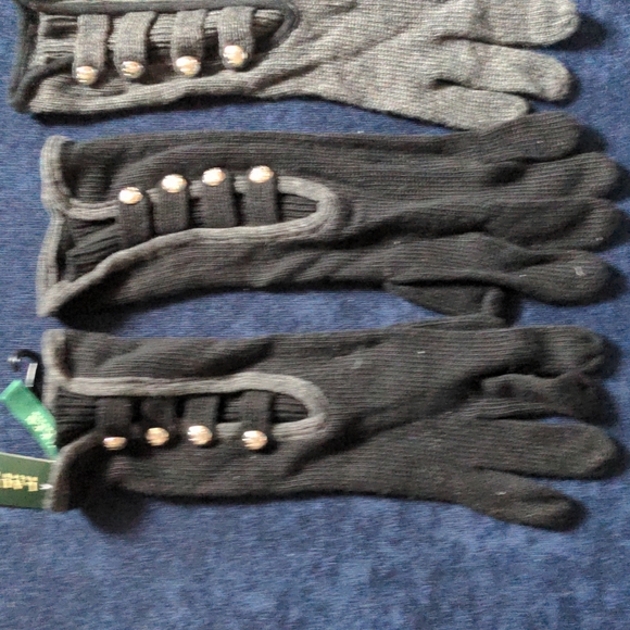 LAUREN Ralph Lauren Wool/Cashmere blend knit gloves, 3 pairs, black pair is NWT - Picture 5 of 8